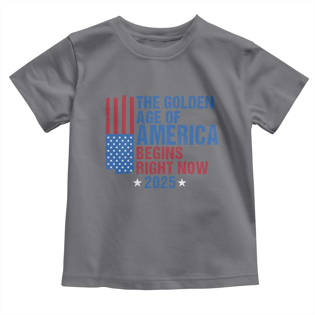 Trump 2025 Toddler T Shirt The Golden Age Of America Begins Right Now TS09 Charcoal Print Your Wear