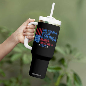 Trump 2025 Tumbler With Handle The Golden Age Of America Begins Right Now TS09 Print Your Wear