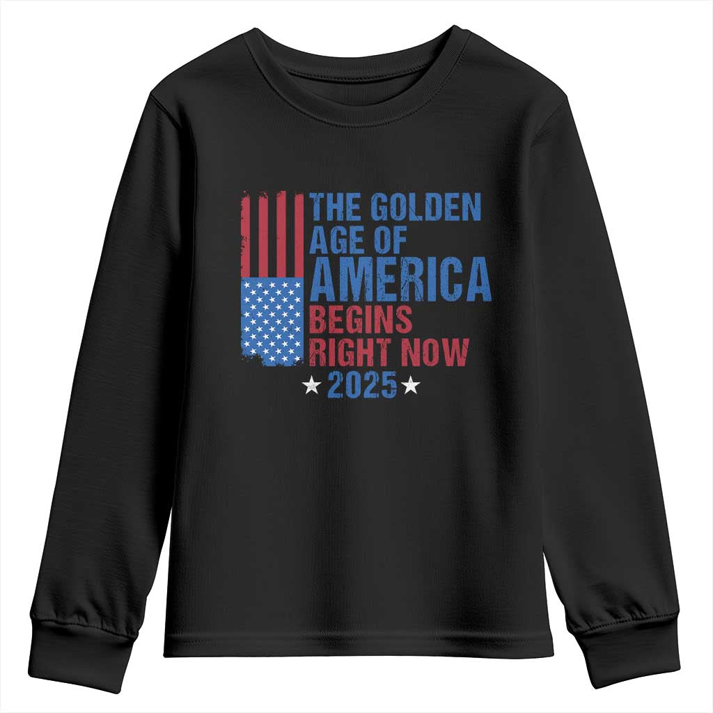 Trump 2025 Youth Sweatshirt The Golden Age Of America Begins Right Now TS09 Black Print Your Wear
