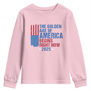 Trump 2025 Youth Sweatshirt The Golden Age Of America Begins Right Now TS09 Light Pink Print Your Wear