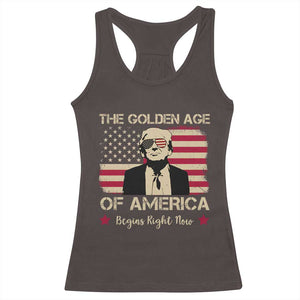 Trump 47 Racerback Tank Top The Golden Age Of America Begins Right Now 2025 TS09 Dark Chocolate Print Your Wear