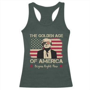 Trump 47 Racerback Tank Top The Golden Age Of America Begins Right Now 2025 TS09 Dark Forest Green Print Your Wear