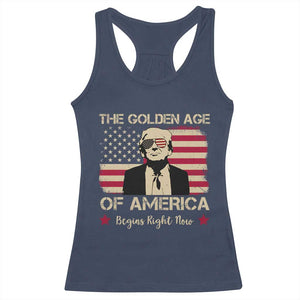 Trump 47 Racerback Tank Top The Golden Age Of America Begins Right Now 2025 TS09 Navy Print Your Wear