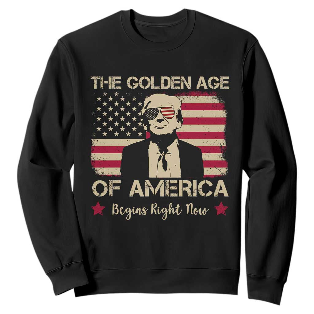 Trump 47 Sweatshirt The Golden Age Of America Begins Right Now 2025 TS09 Black Print Your Wear