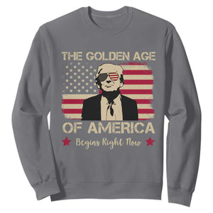 Trump 47 Sweatshirt The Golden Age Of America Begins Right Now 2025 TS09 Charcoal Print Your Wear