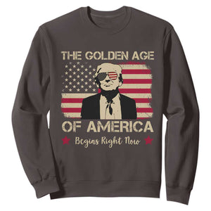 Trump 47 Sweatshirt The Golden Age Of America Begins Right Now 2025 TS09 Dark Chocolate Print Your Wear