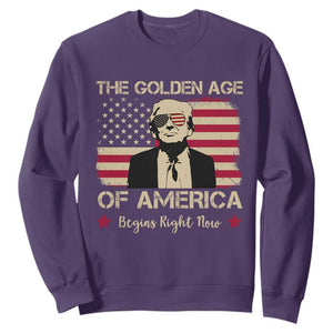 Trump 47 Sweatshirt The Golden Age Of America Begins Right Now 2025 TS09 Purple Print Your Wear
