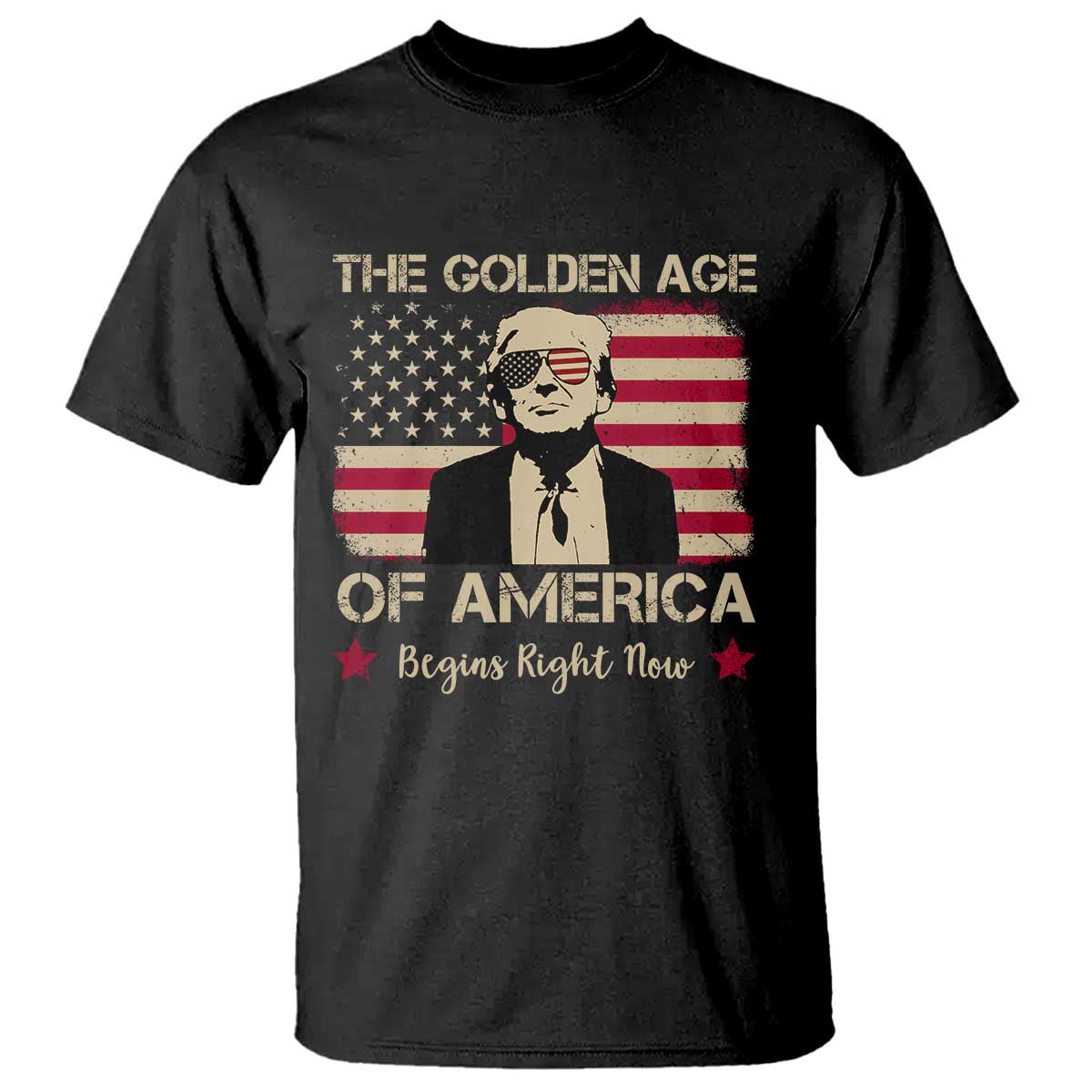 Trump 47 T Shirt The Golden Age Of America Begins Right Now 2025 TS09 Black Print Your Wear
