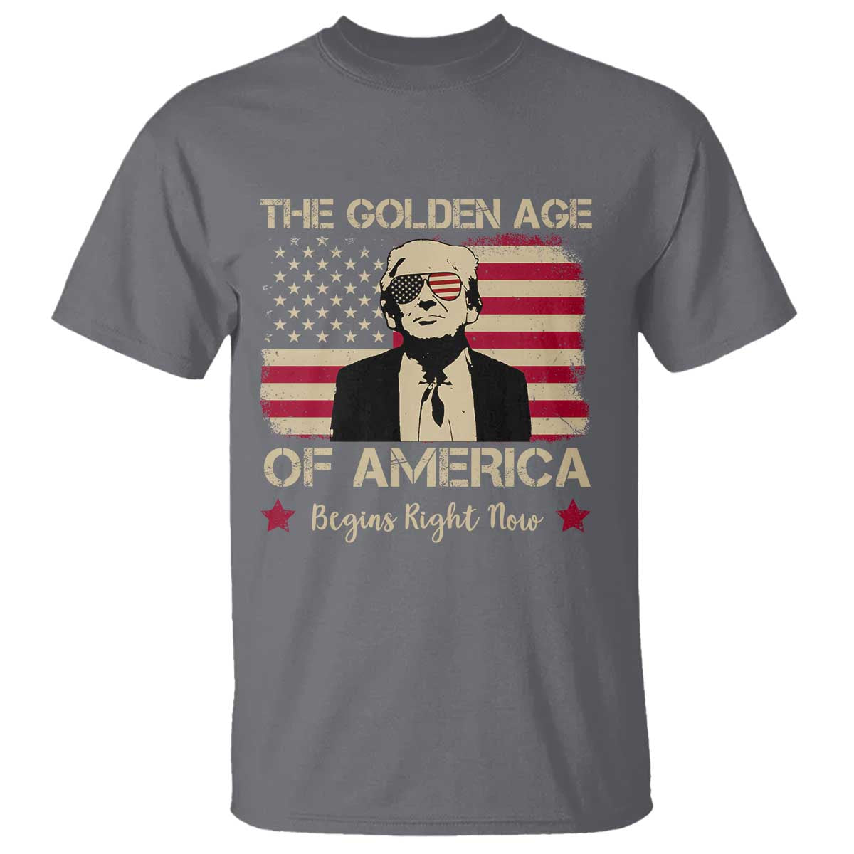 Trump 47 T Shirt The Golden Age Of America Begins Right Now 2025 TS09 Charcoal Print Your Wear