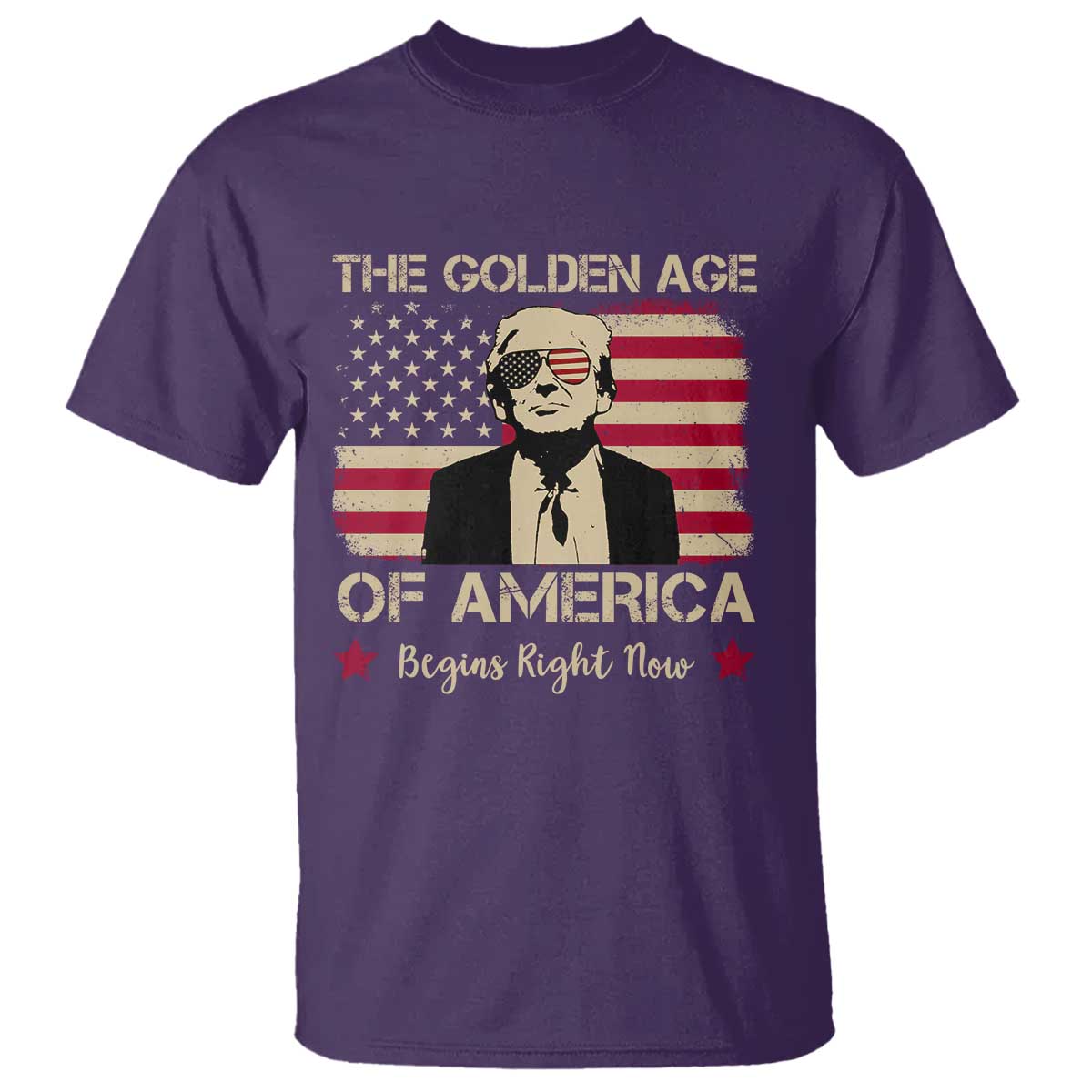 Trump 47 T Shirt The Golden Age Of America Begins Right Now 2025 TS09 Purple Print Your Wear