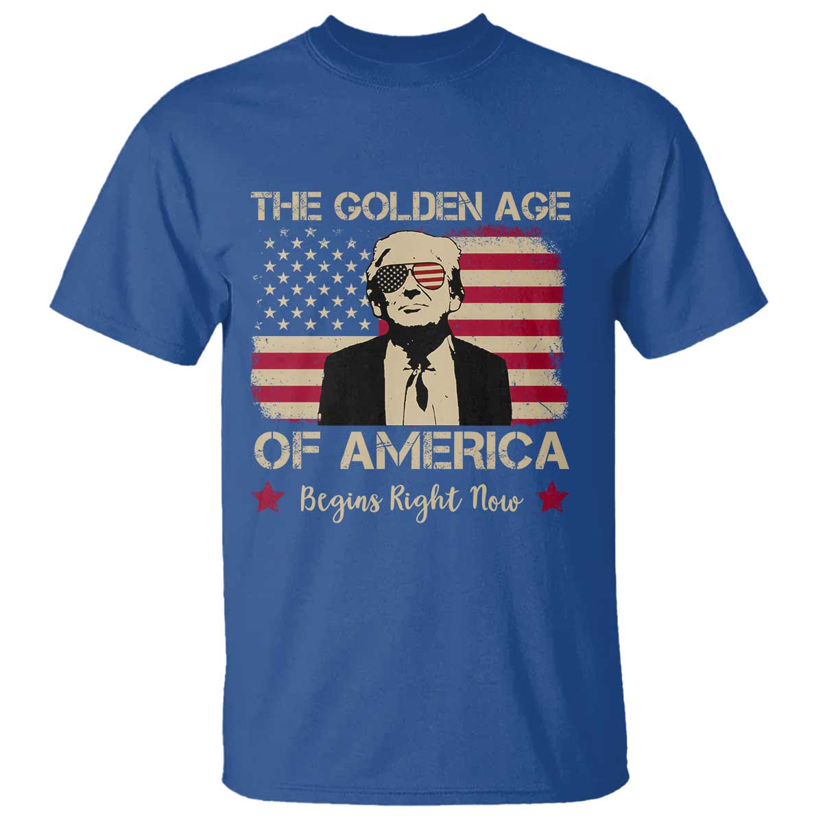 Trump 47 T Shirt The Golden Age Of America Begins Right Now 2025 TS09 Royal Blue Print Your Wear