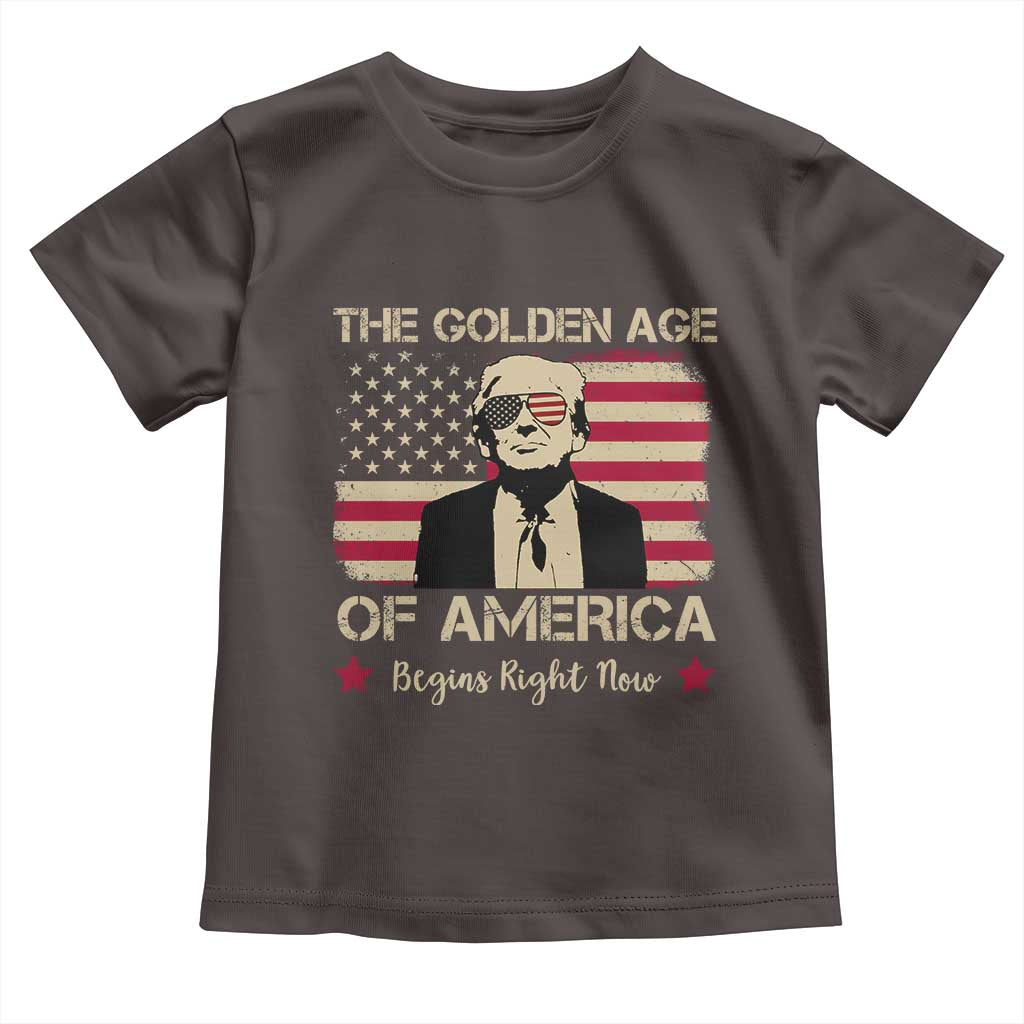 Trump 47 Toddler T Shirt The Golden Age Of America Begins Right Now 2025 TS09 Dark Chocolate Print Your Wear