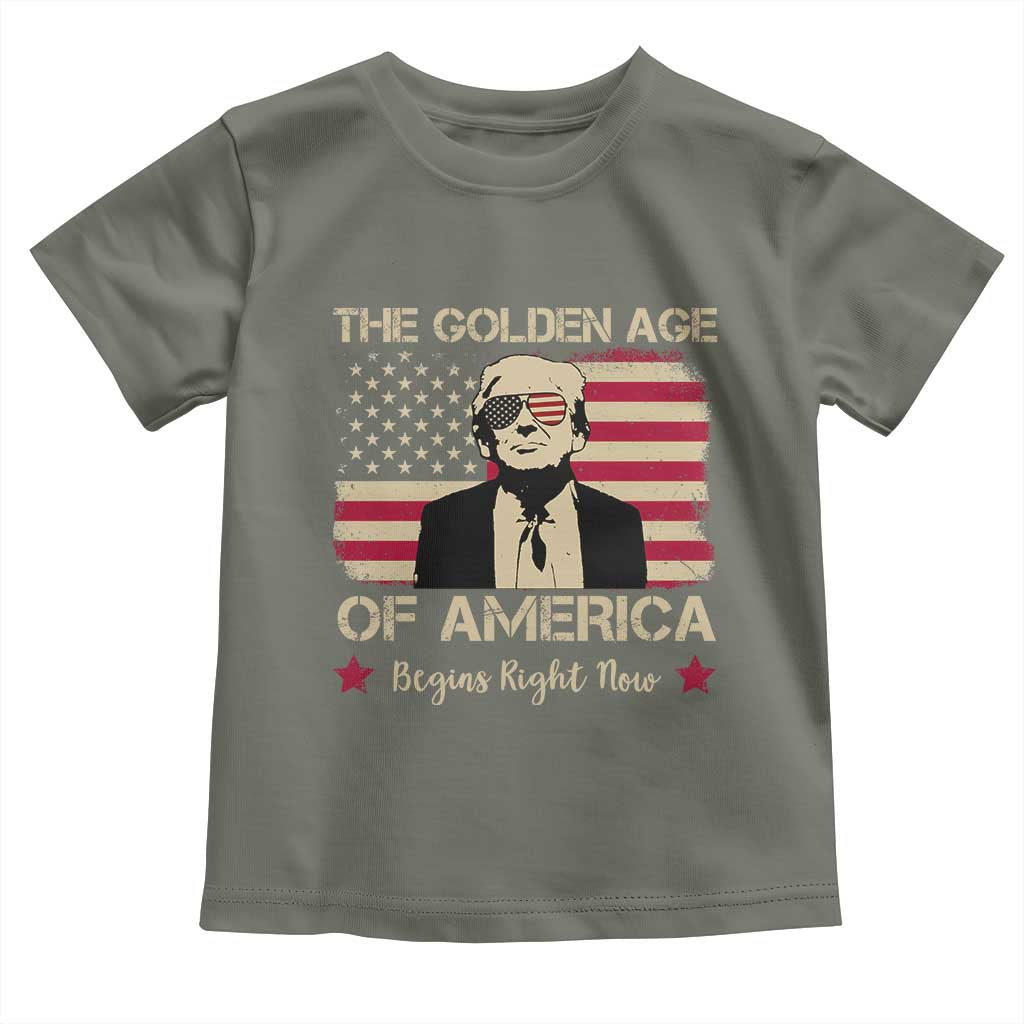 Trump 47 Toddler T Shirt The Golden Age Of America Begins Right Now 2025 TS09 Military Green Print Your Wear