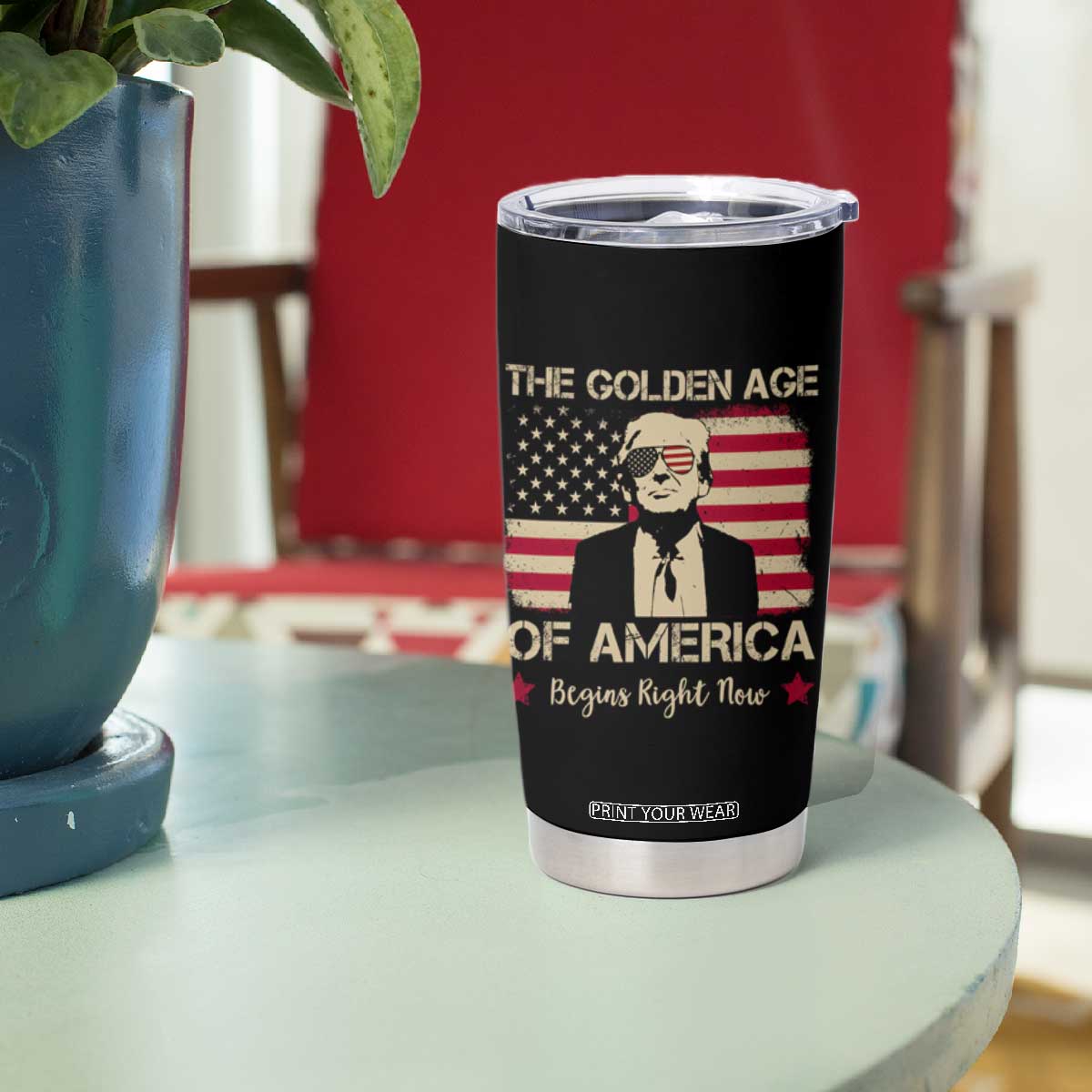 Trump 47 Tumbler Cup The Golden Age Of America Begins Right Now 2025 TS09 Print Your Wear