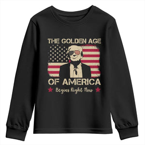 Trump 47 Youth Sweatshirt The Golden Age Of America Begins Right Now 2025 TS09 Black Print Your Wear