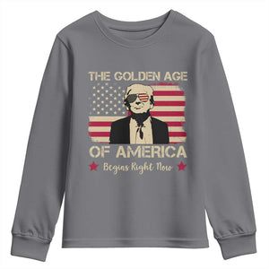 Trump 47 Youth Sweatshirt The Golden Age Of America Begins Right Now 2025 TS09 Charcoal Print Your Wear