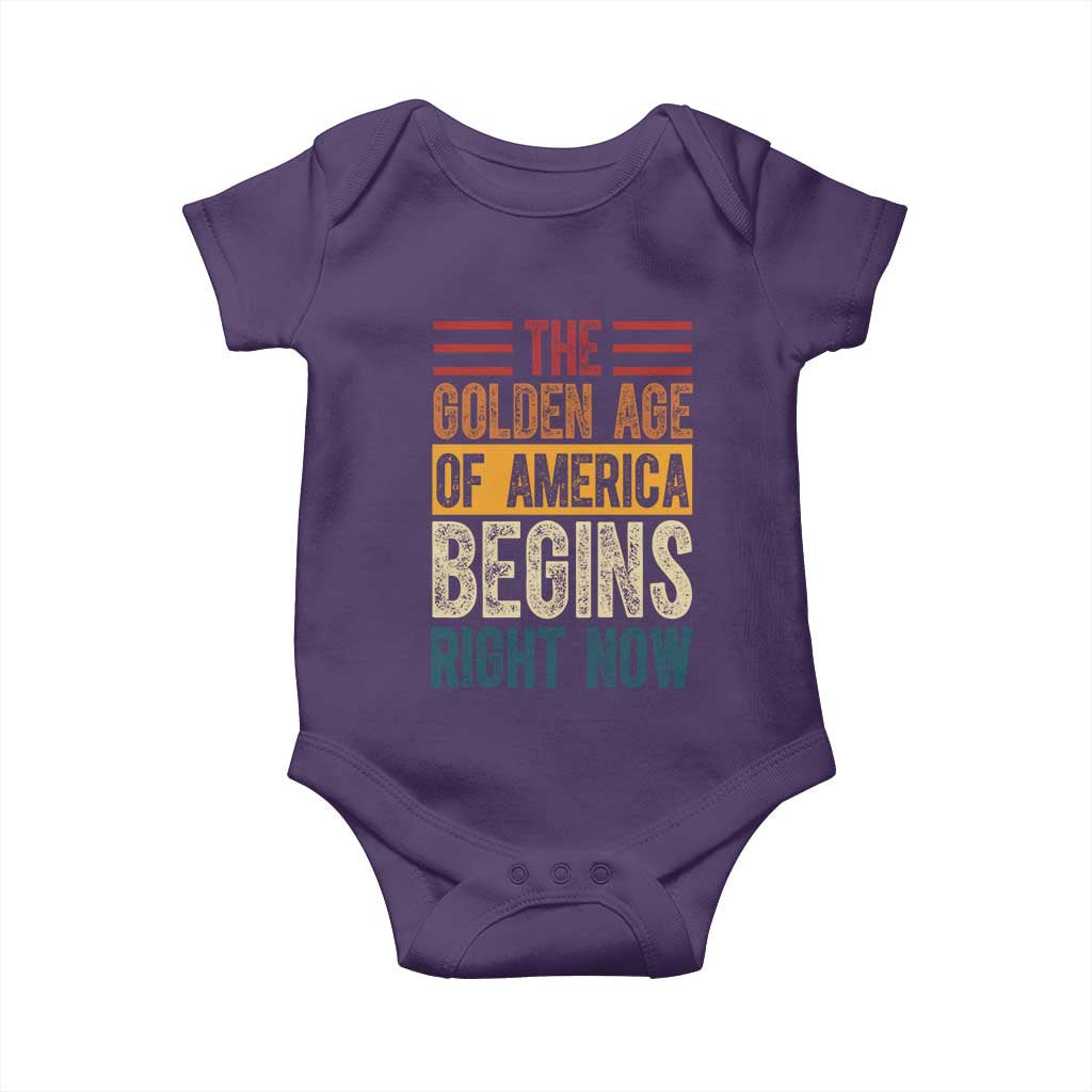 The Golden Age Of America Begins Right Now Trump 2025 Baby Onesie TS09 Purple Print Your Wear