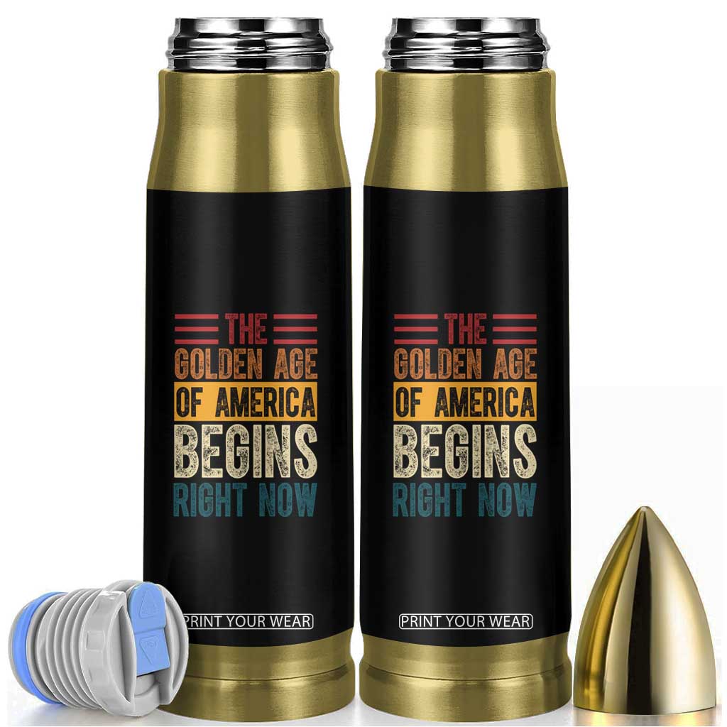 The Golden Age Of America Begins Right Now Trump 2025 Bullet Tumbler TS09 Black Print Your Wear