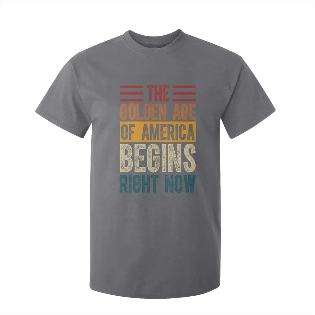 The Golden Age Of America Begins Right Now Trump 2025 T Shirt For Kid TS09 Charcoal Print Your Wear