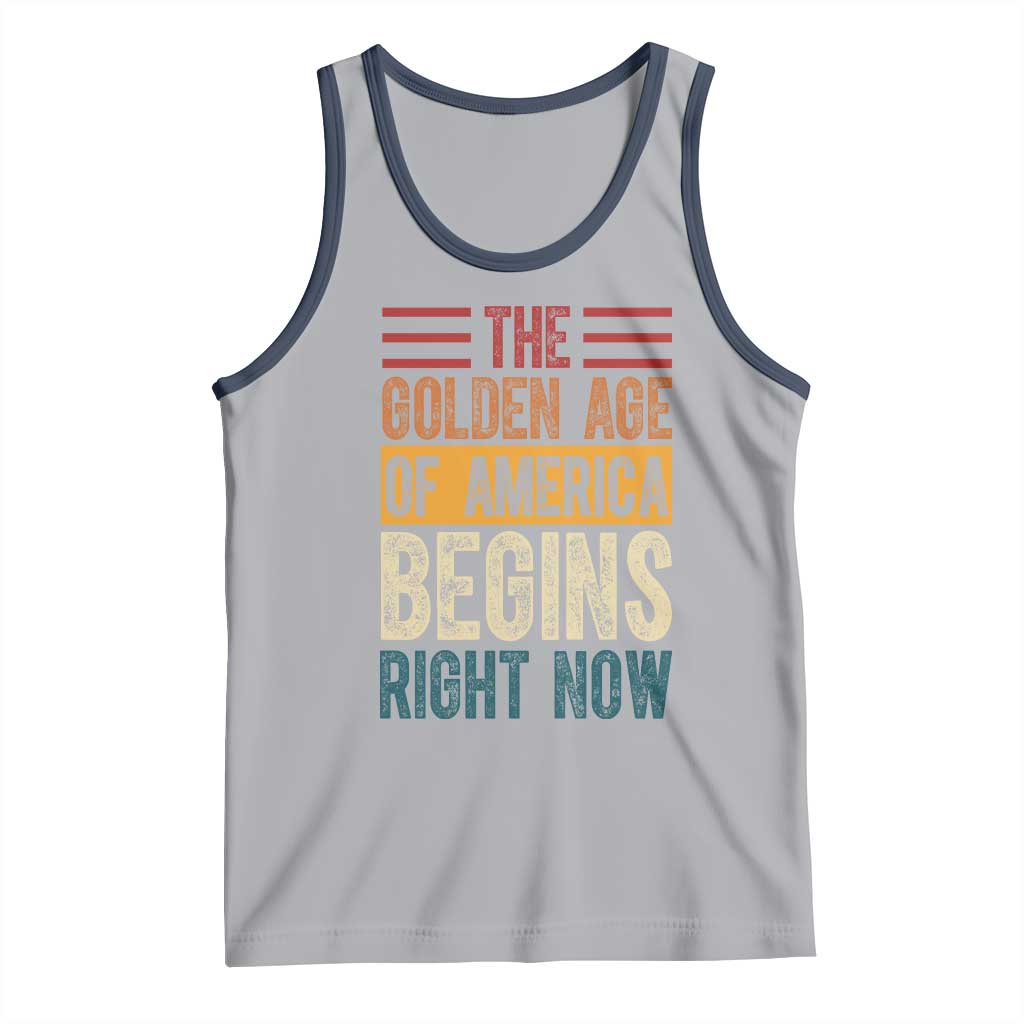 The Golden Age Of America Begins Right Now Trump 2025 Tank Top TS09 Athletic Heather Navy Print Your Wear