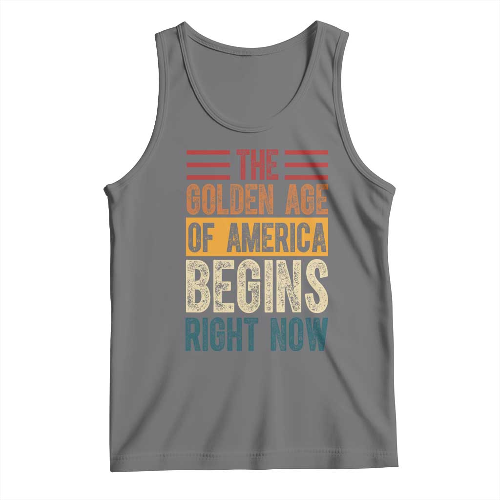 The Golden Age Of America Begins Right Now Trump 2025 Tank Top TS09 Black Heather Print Your Wear