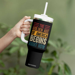 The Golden Age Of America Begins Right Now Trump 2025 Tumbler With Handle TS09 Print Your Wear