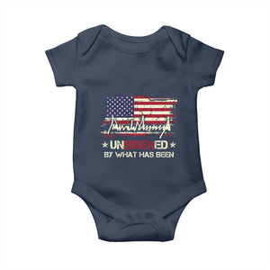 Trump 2025 Baby Onesie Pun Unbidened By What Has Been American Flag TS09 Navy Print Your Wear