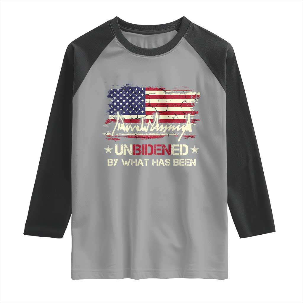 Trump 2025 Raglan Shirt Pun Unbidened By What Has Been American Flag TS09 Sport Gray Black Print Your Wear