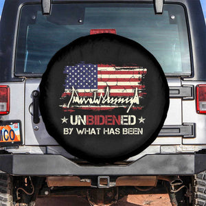 Trump 2025 Spare Tire Cover Pun Unbidened By What Has Been American Flag TS09 No hole Black Print Your Wear
