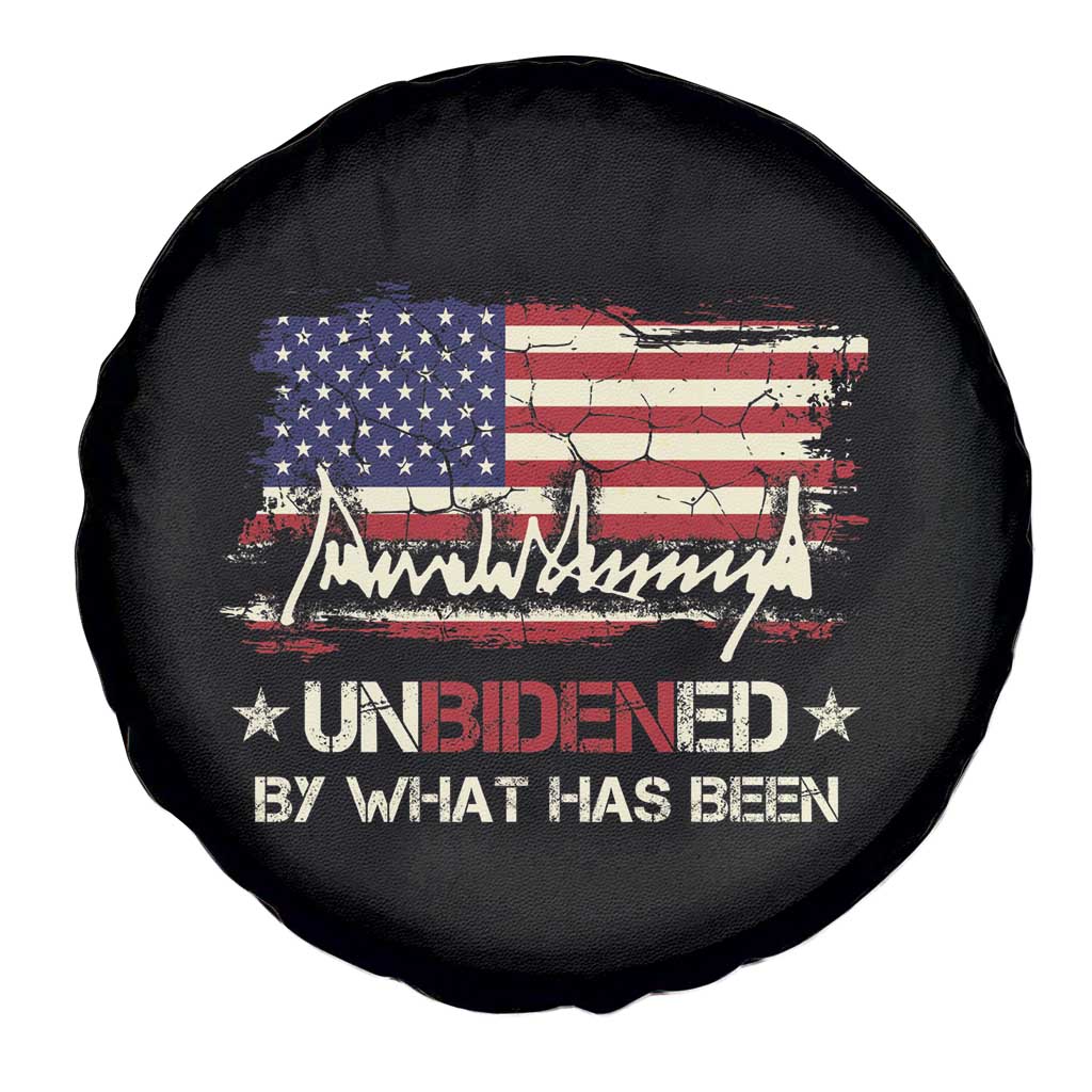Trump 2025 Spare Tire Cover Pun Unbidened By What Has Been American Flag TS09 Print Your Wear