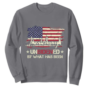 Trump 2025 Sweatshirt Pun Unbidened By What Has Been American Flag TS09 Charcoal Print Your Wear