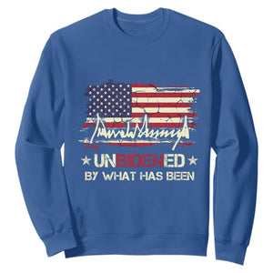 Trump 2025 Sweatshirt Pun Unbidened By What Has Been American Flag TS09 Royal Blue Print Your Wear