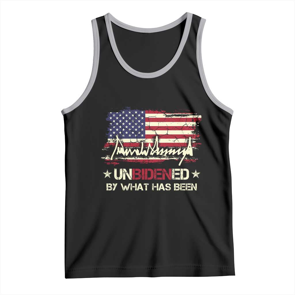 Trump 2025 Tank Top Pun Unbidened By What Has Been American Flag TS09 Black Athletic Heather Print Your Wear