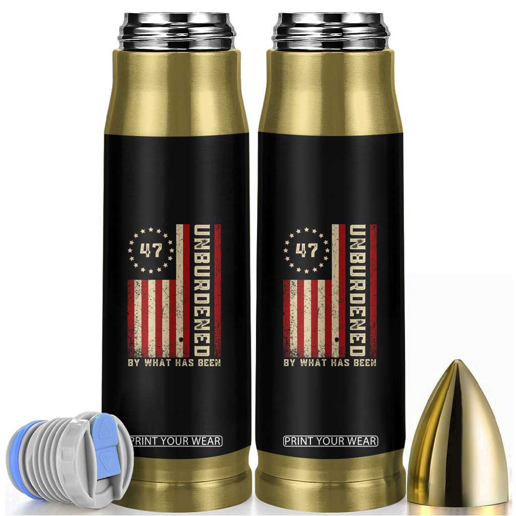 Trump 2025 Bullet Tumbler Unburdened By What Has Been American Flag TS09 Black Print Your Wear