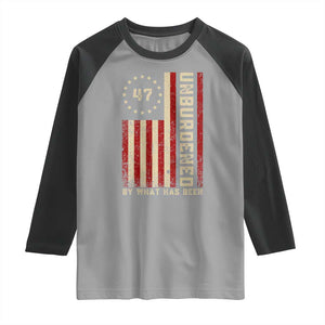 Trump 2025 Raglan Shirt Unburdened By What Has Been American Flag TS09 Sport Gray Black Print Your Wear