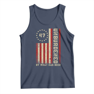 Trump 2025 Tank Top Unburdened By What Has Been American Flag TS09 Navy Print Your Wear
