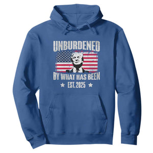 Trump 47 Hoodie Unburdened By What Has Been Est 2025 TS09 Royal Blue Print Your Wear