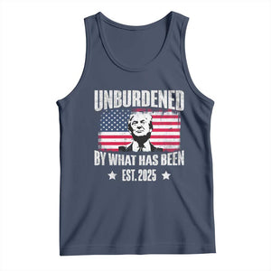 Trump 47 Tank Top Unburdened By What Has Been Est 2025 TS09 Navy Print Your Wear