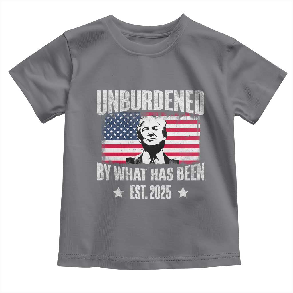 Trump 47 Toddler T Shirt Unburdened By What Has Been Est 2025 TS09 Charcoal Print Your Wear