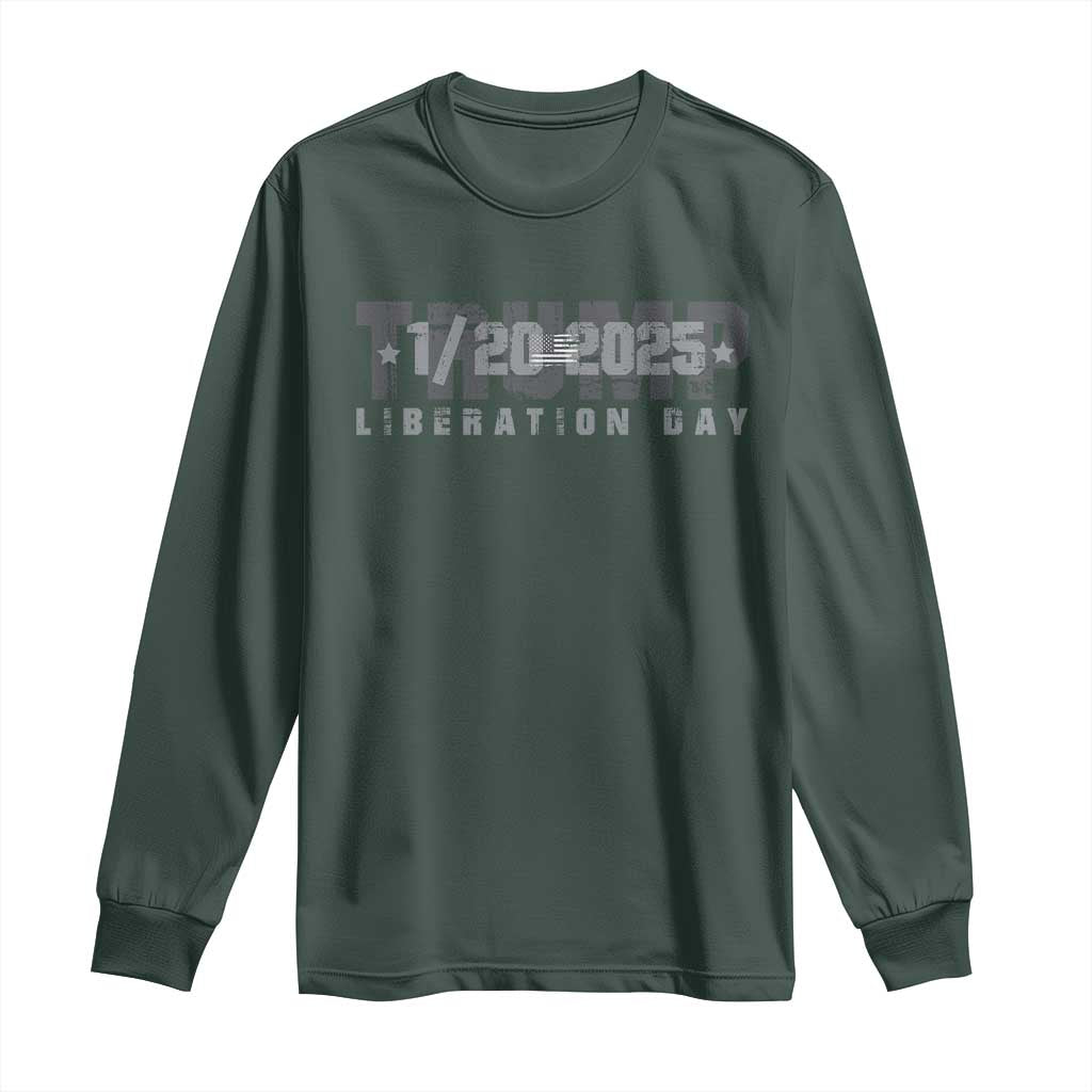 Trump Liberation Day Long Sleeve Shirt Inauguration Day January 20th 2025 TS09 Dark Forest Green Print Your Wear