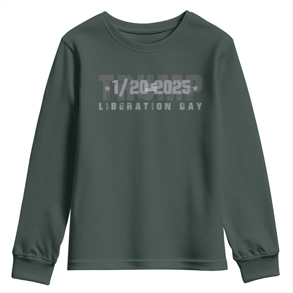 Trump Liberation Day Youth Sweatshirt Inauguration Day January 20th 2025 TS09 Dark Forest Green Print Your Wear