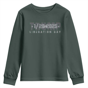 Trump Liberation Day Youth Sweatshirt Inauguration Day January 20th 2025 TS09 Dark Forest Green Print Your Wear