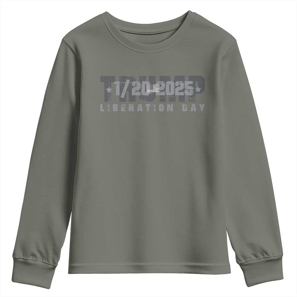 Trump Liberation Day Youth Sweatshirt Inauguration Day January 20th 2025 TS09 Military Green Print Your Wear
