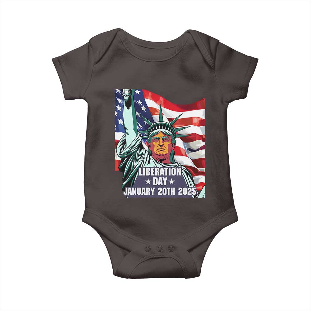 Trump Liberation Day Baby Onesie Statue Of Liberty January 20th 2025 TS09 Dark Chocolate Print Your Wear