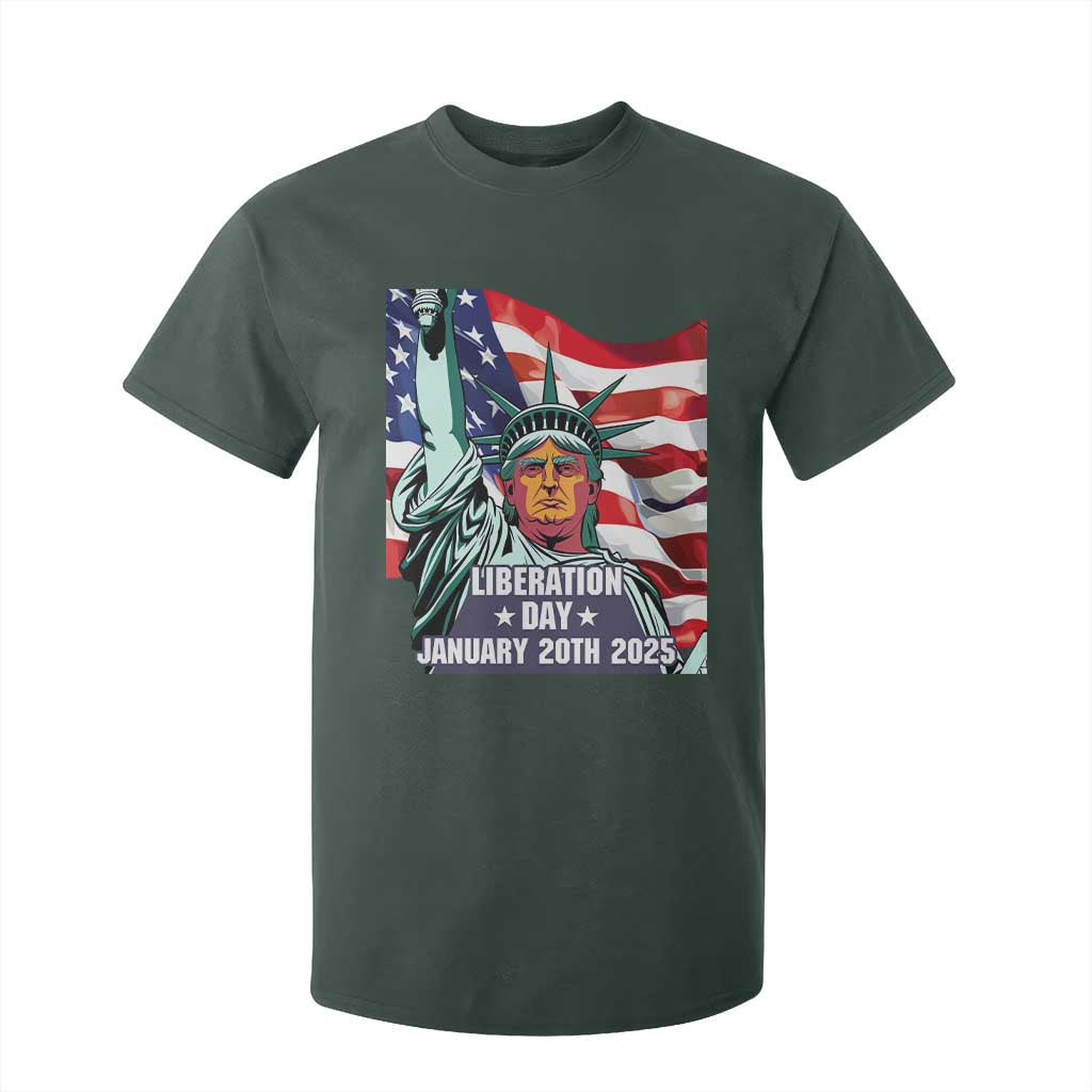 Trump Liberation Day T Shirt For Kid Statue Of Liberty January 20th 2025 TS09 Dark Forest Green Print Your Wear