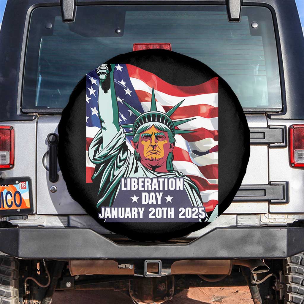 Trump Liberation Day Spare Tire Cover Statue Of Liberty January 20th 2025 TS09 No hole Black Print Your Wear