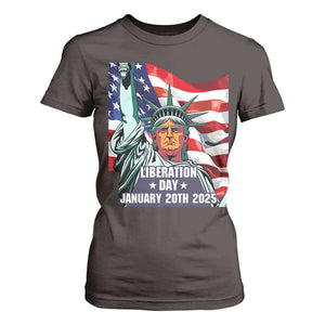 Trump Liberation Day T Shirt For Women Statue Of Liberty January 20th 2025 TS09 Dark Chocolate Print Your Wear