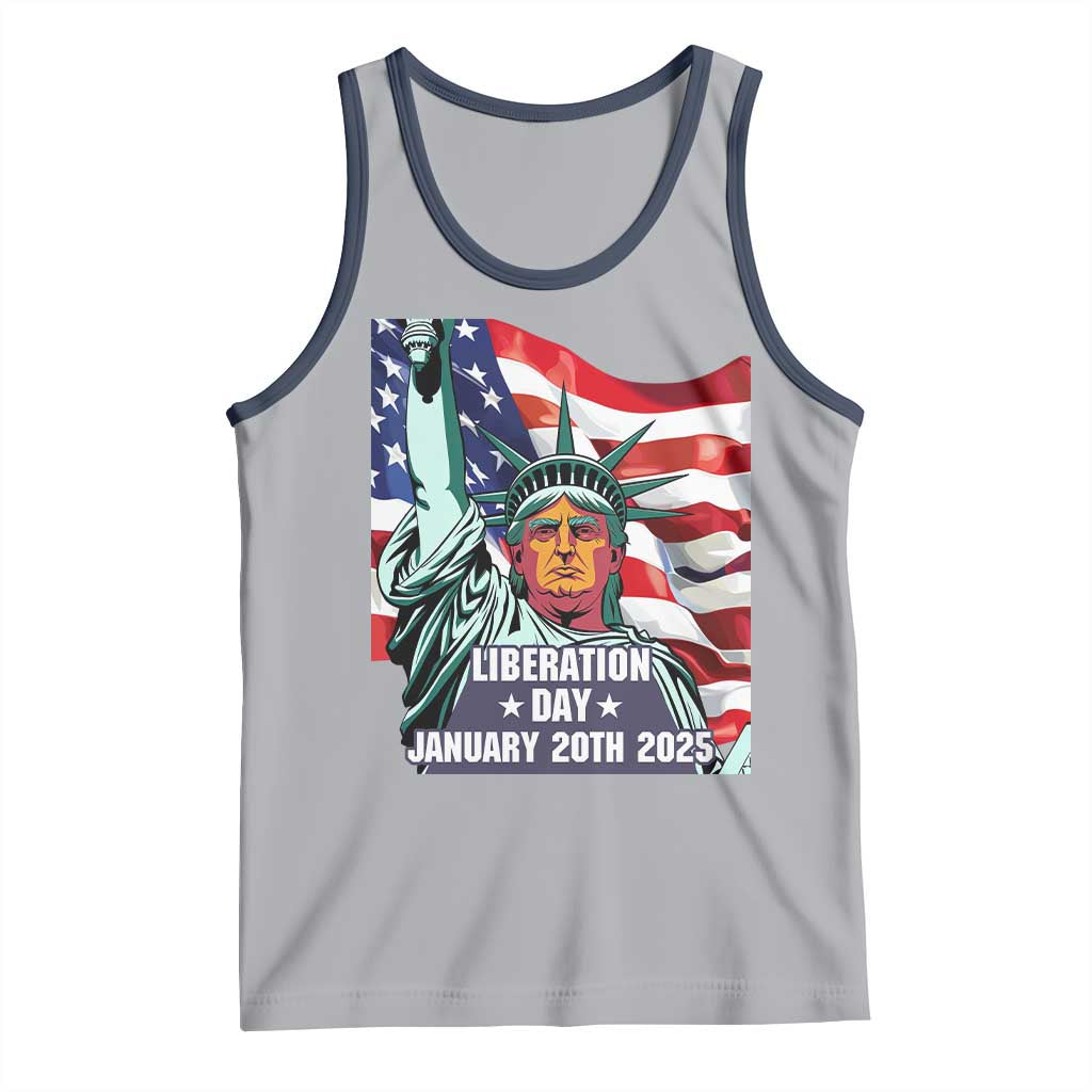 Trump Liberation Day Tank Top Statue Of Liberty January 20th 2025 TS09 Athletic Heather Navy Print Your Wear
