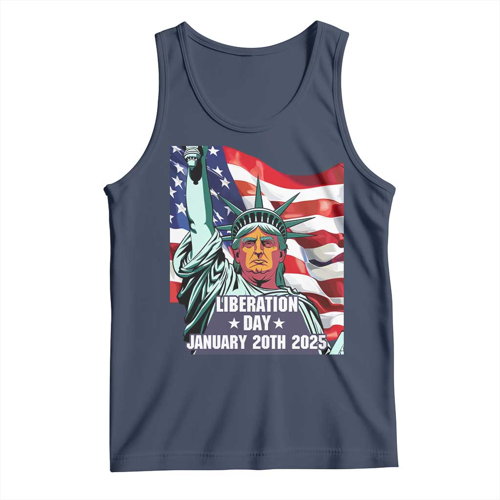 Trump Liberation Day Tank Top Statue Of Liberty January 20th 2025 TS09 Navy Print Your Wear