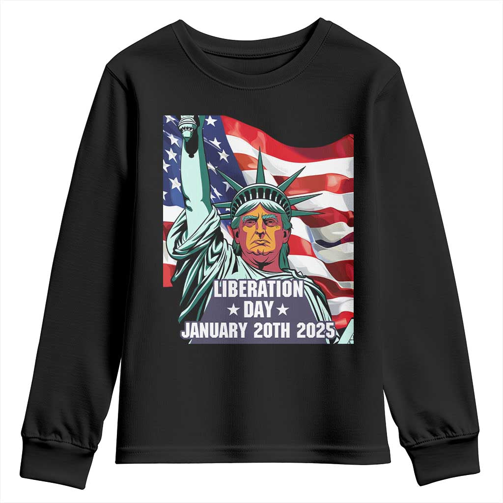 Trump Liberation Day Youth Sweatshirt Statue Of Liberty January 20th 2025 TS09 Black Print Your Wear